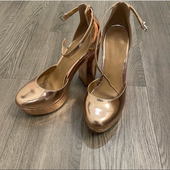 Gold Platform block heels - Picture 3 of 6